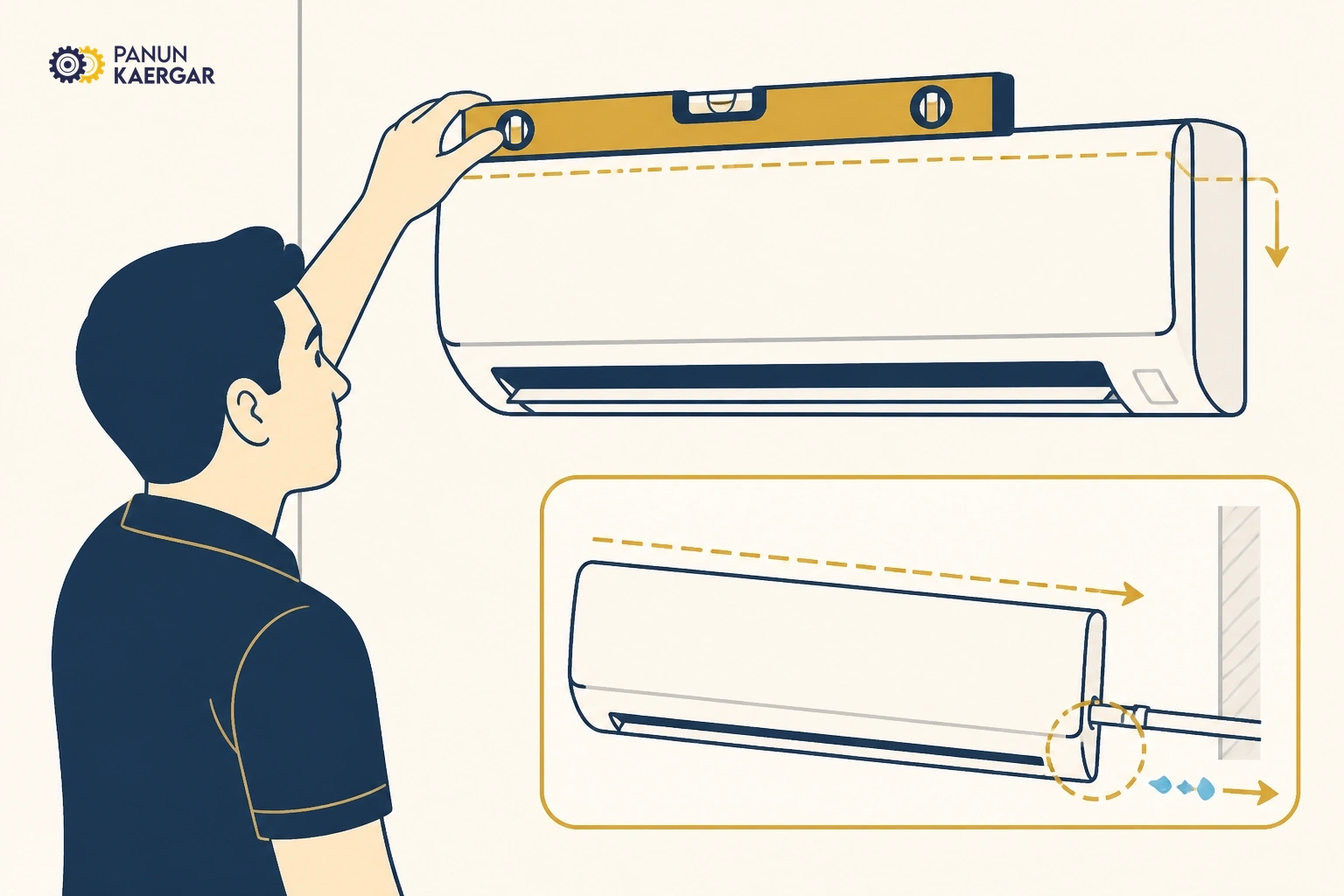 Check installation tilt — The indoor unit should slope slightly toward the drain side