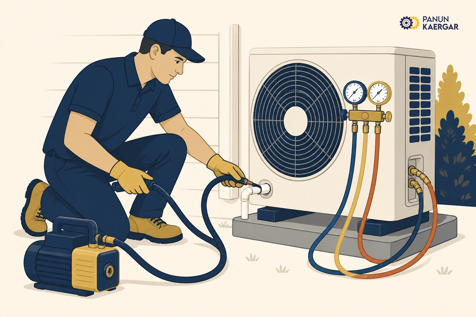 Book service — A technician can vacuum the drain, test refrigerant, and fix installation