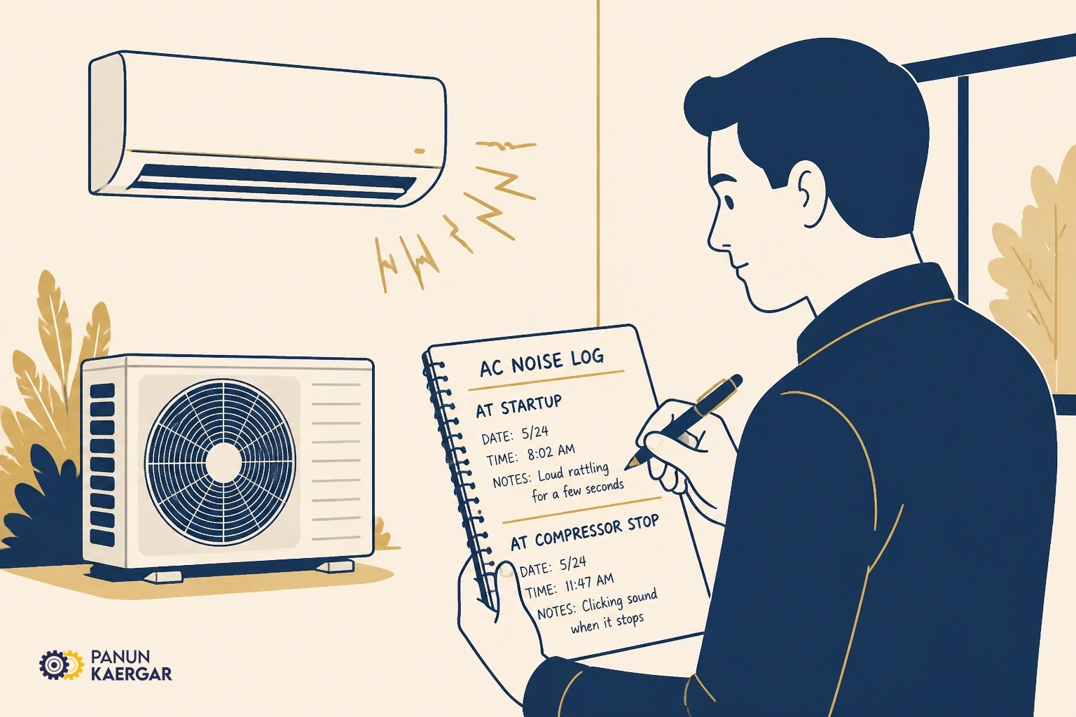 Note the pattern — Write down whether it happens at startup, while running, or when the compressor stops