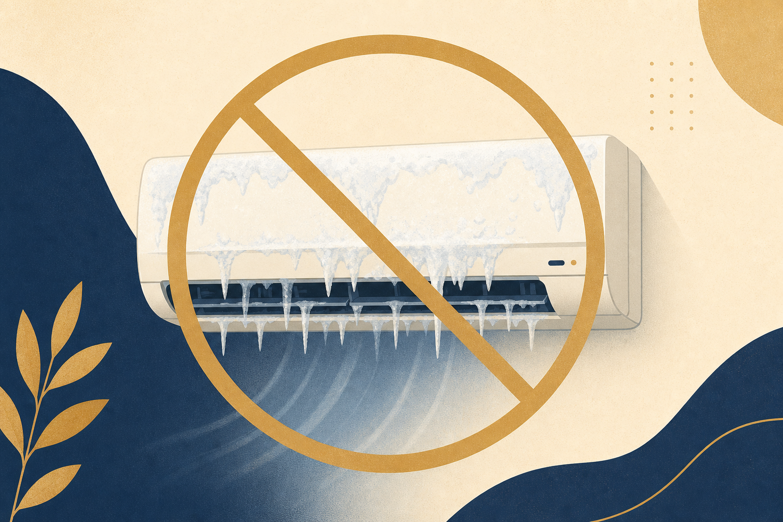 Iced AC unit still running with stop warning