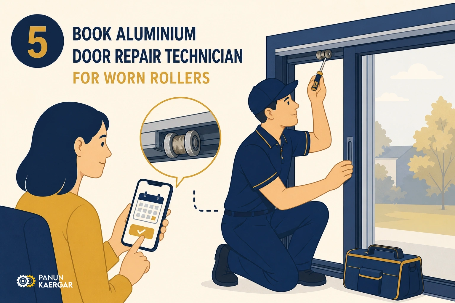 Book adjustment — A pro can realign rollers without stressing the glass or frame
