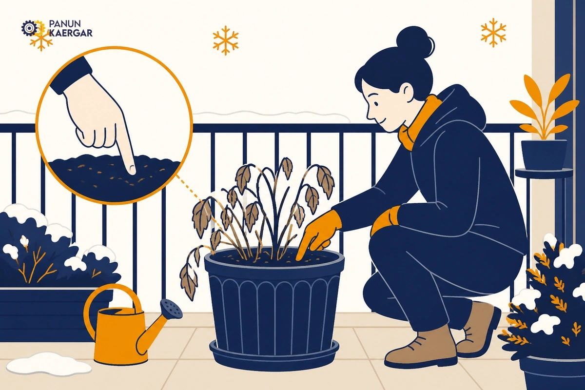 Check soil before you pour — Stick a finger into the top few centimetres; frozen or soggy soil needs less water, not...