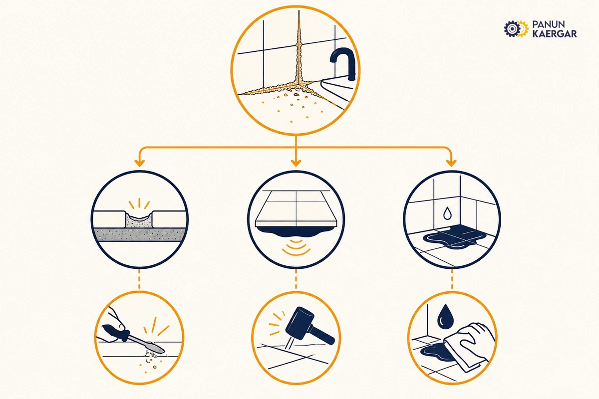 Diagnosis diagram for bathroom grout crumbling