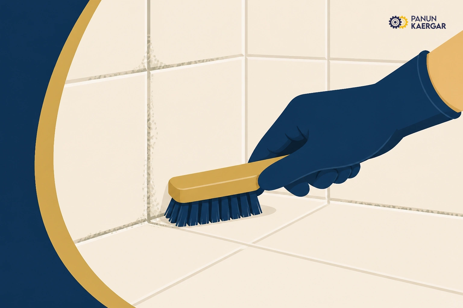 Brush grout gently — A stiff brush and suitable product beat endless bleach fumes