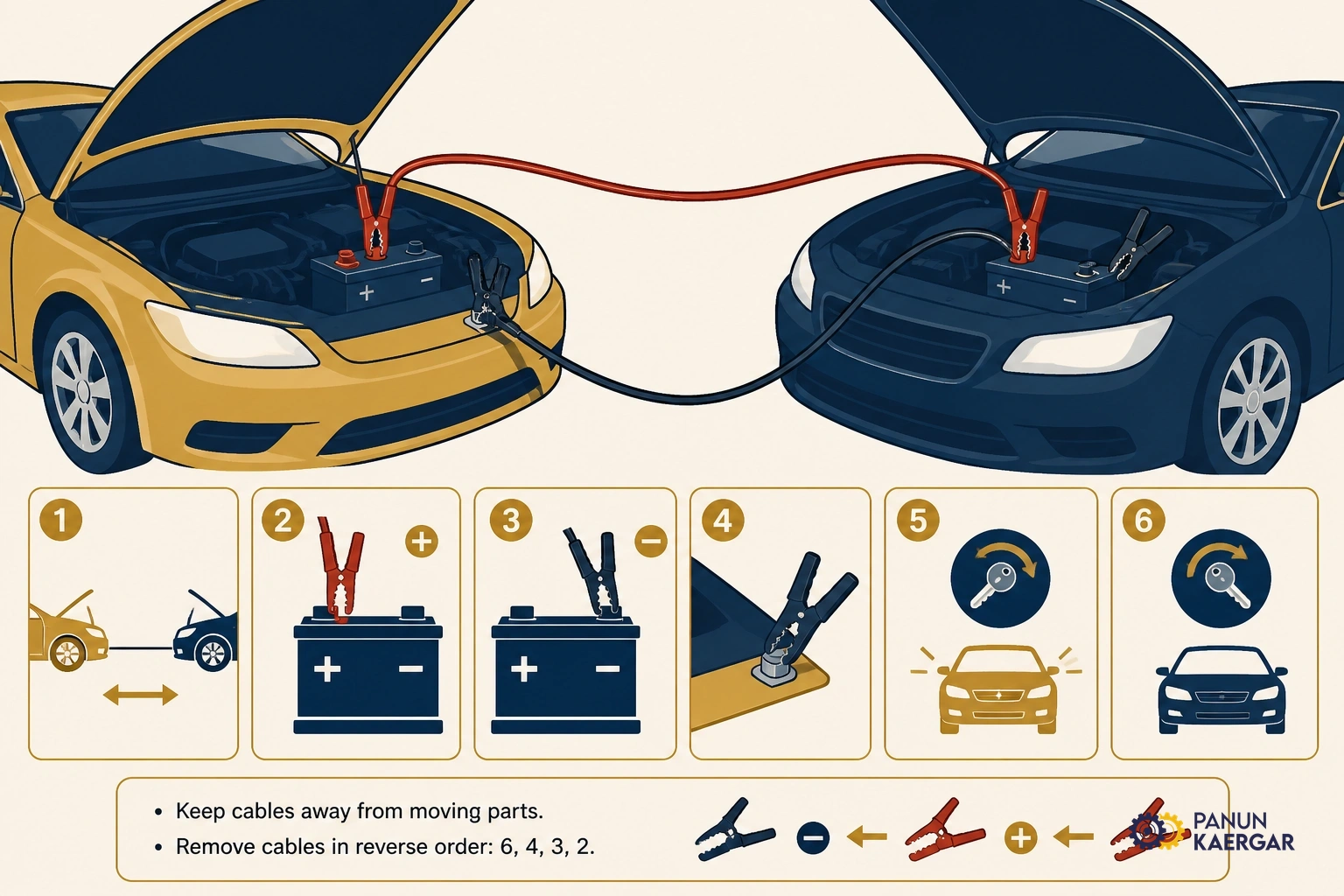 Try a proper jump-start — Follow a safe jump procedure; do not crank endlessly