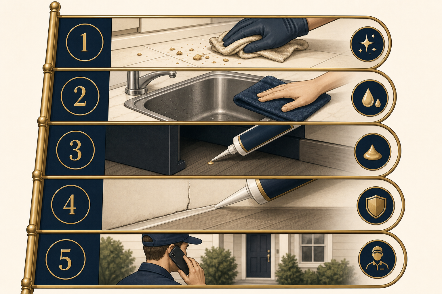 Five-step method ladder for cockroach activity