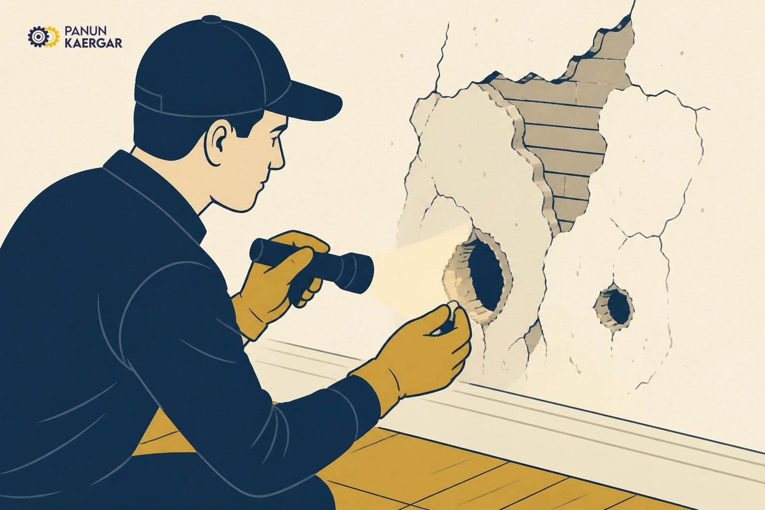 Inspect the wall — Look for crumbling plaster, hollow sound, or previous patch failures