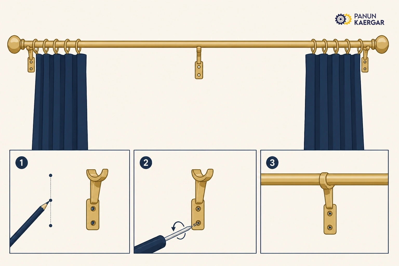 Add a centre support — A middle bracket stops sag on wide windows