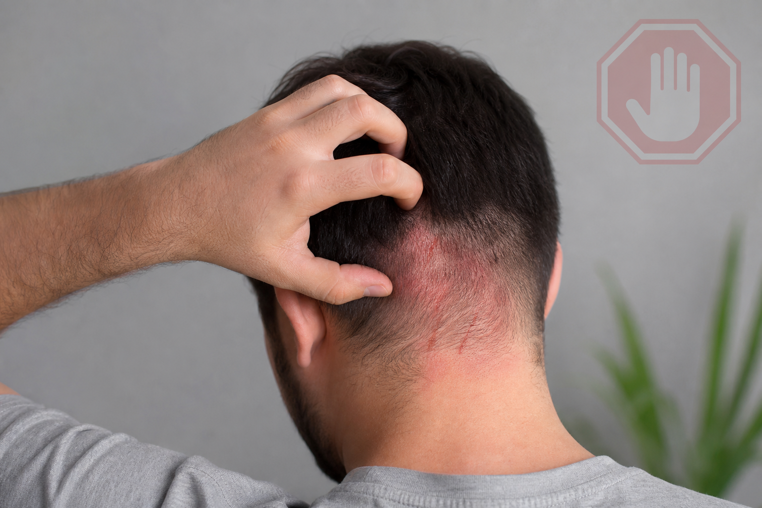 Scratching an irritated scalp too hard