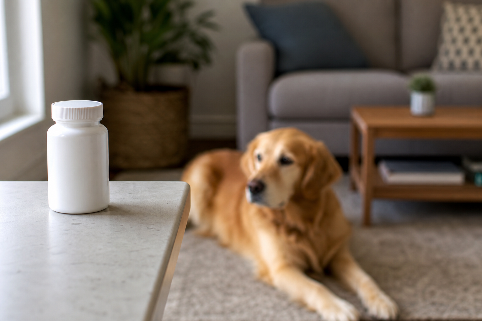 Medicine kept out of reach of dog