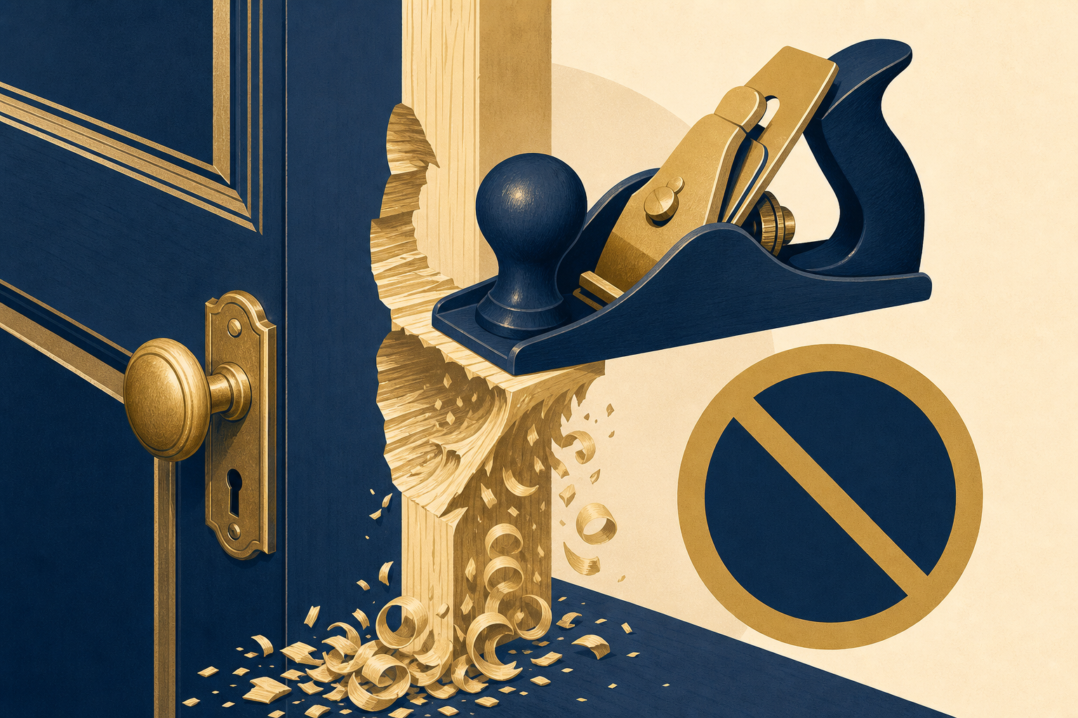 Unsafe shortcut to avoid when dealing with sticking door