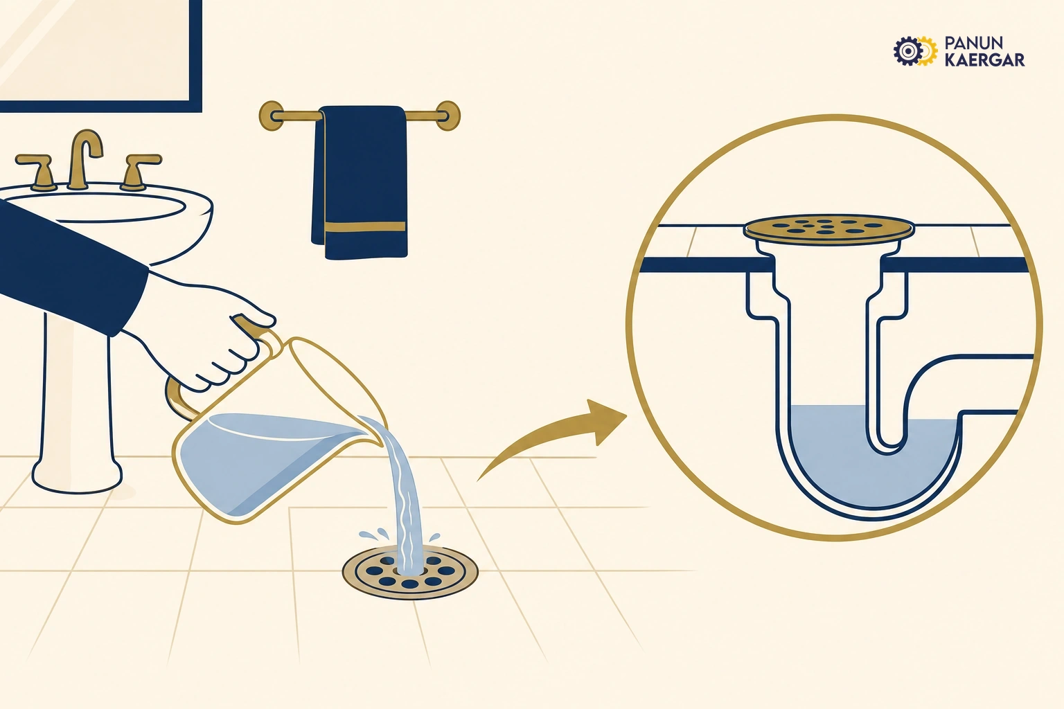 Run water in unused drains — Pour water until the trap refills; repeat weekly in little-used rooms