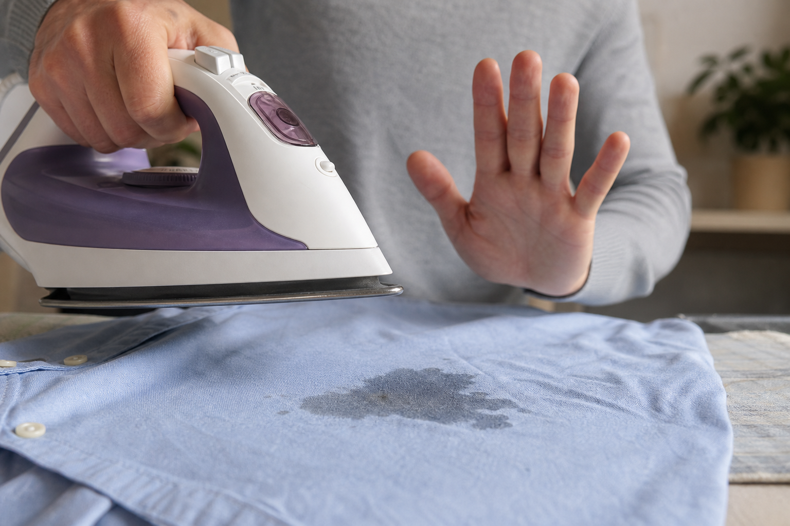 Ironing over a visible stain