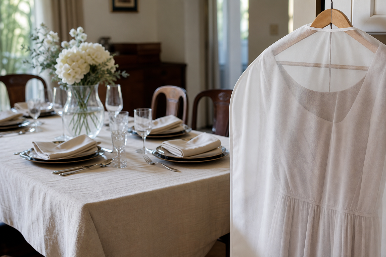 Delicate garment protected before a meal