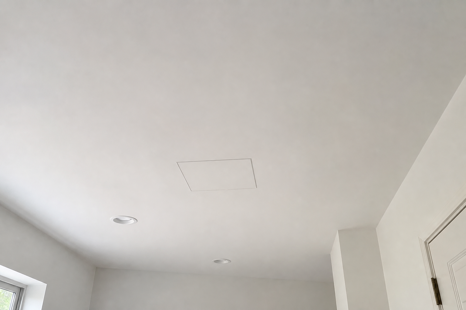 Clean dry repaired false ceiling with access hatch
