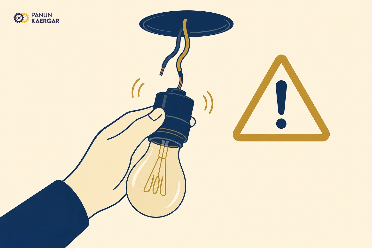 Hand wiggling a live light bulb holder with power still on
