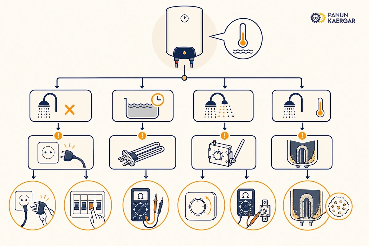 Diagnosis diagram for geyser not heating