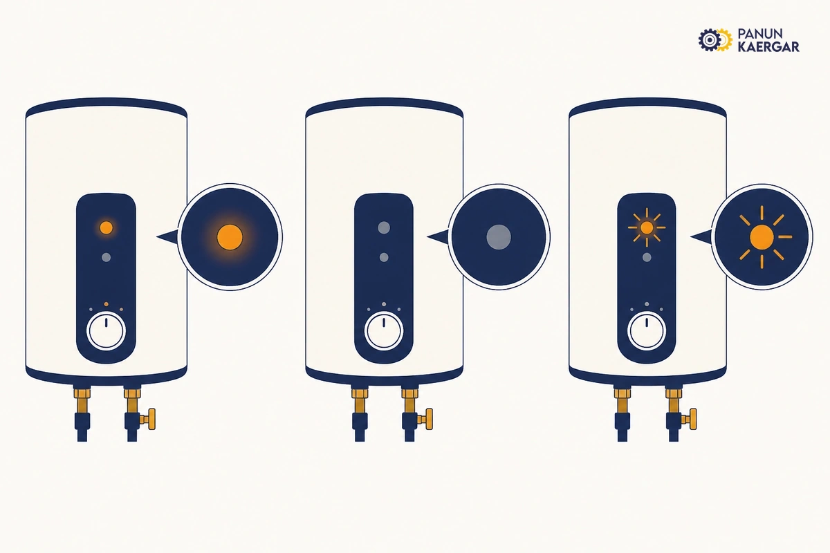 Read the indicator lights — Note whether the heating LED stays on, flickers, or never activates when hot water is d...