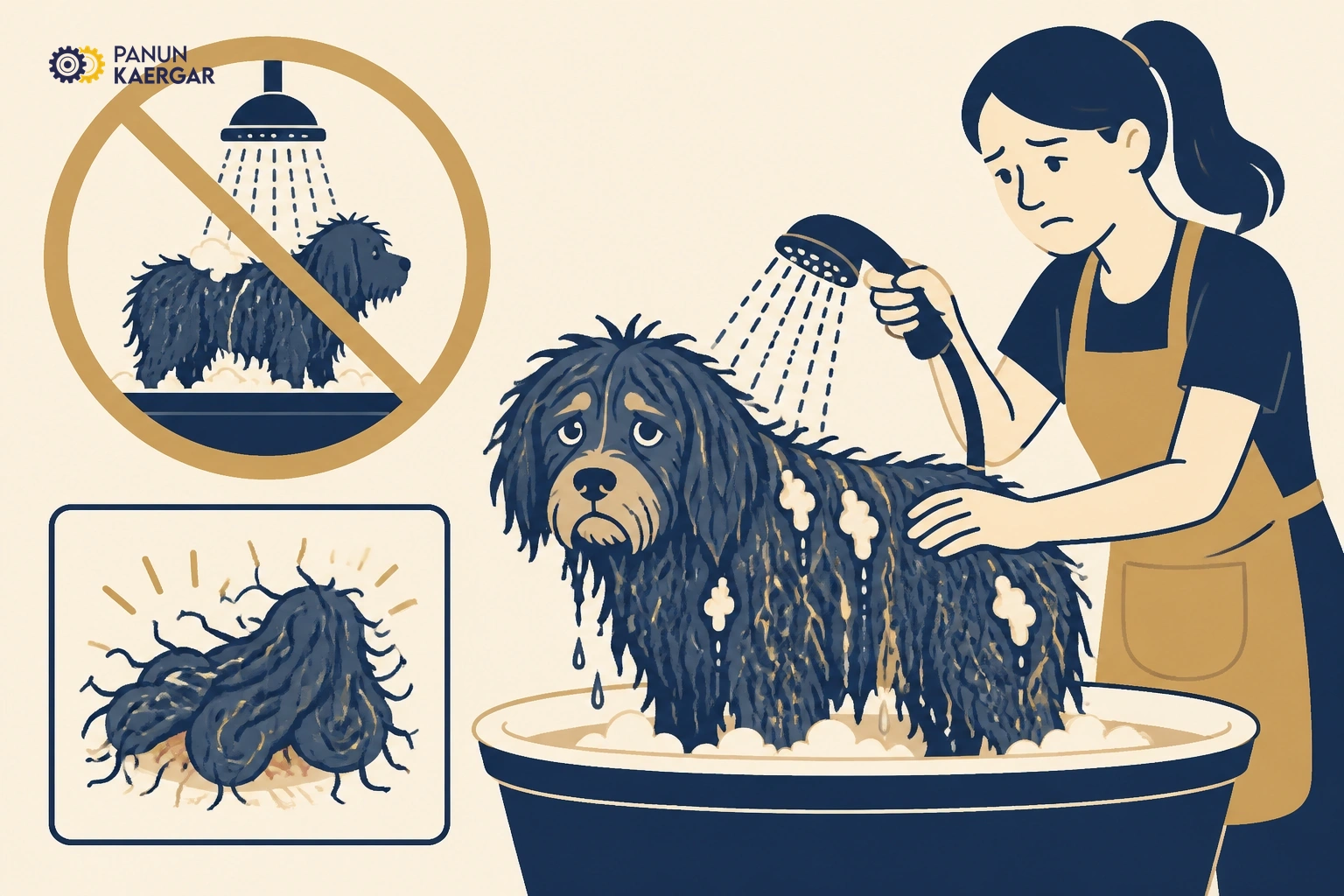 Soaking matted dog in tub without detangling plan