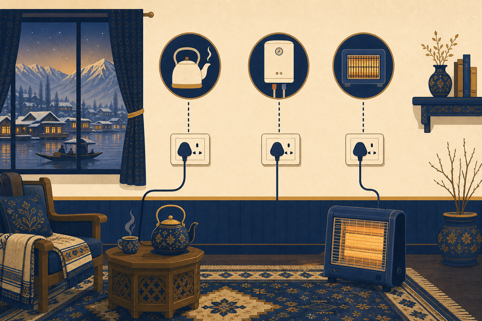 Winter heating appliances spread across proper sockets instead of one overloaded strip