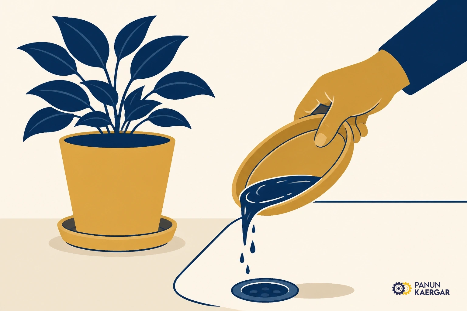 Empty saucers — Drain standing water after watering so roots are not bathing