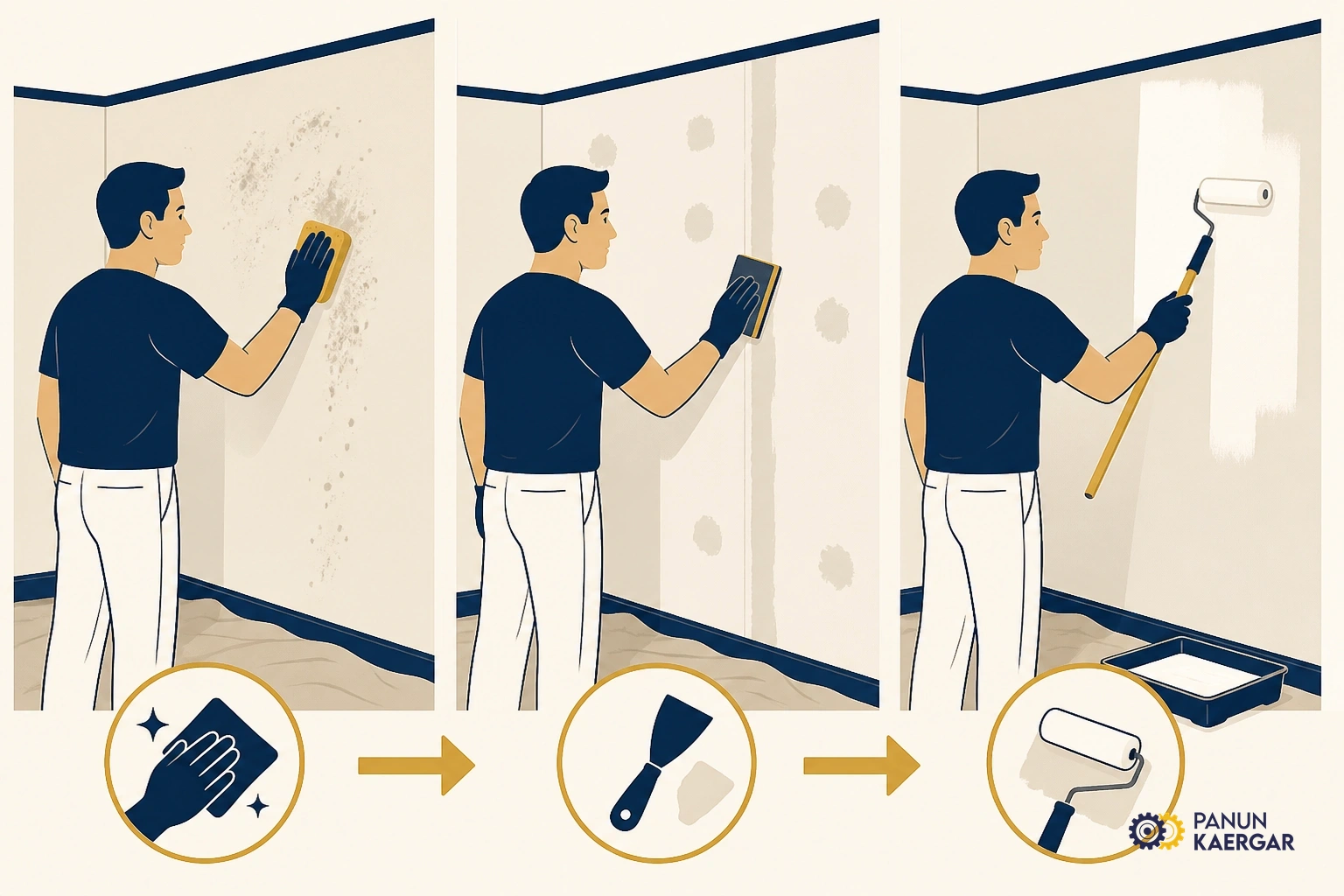 Prepare the surface — Clean, dry, and use the correct primer for that wall