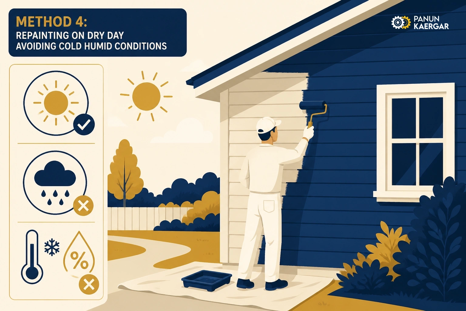 Repaint in suitable conditions — Avoid very cold, humid, or dusty application days