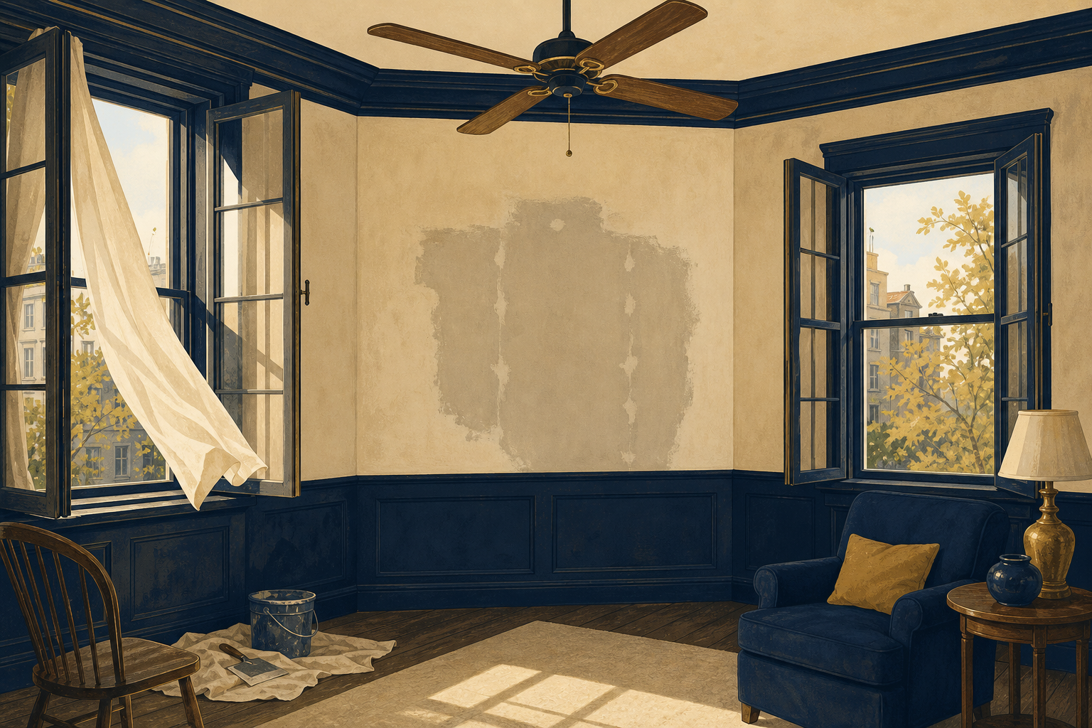 Let the wall dry properly for damp wall
