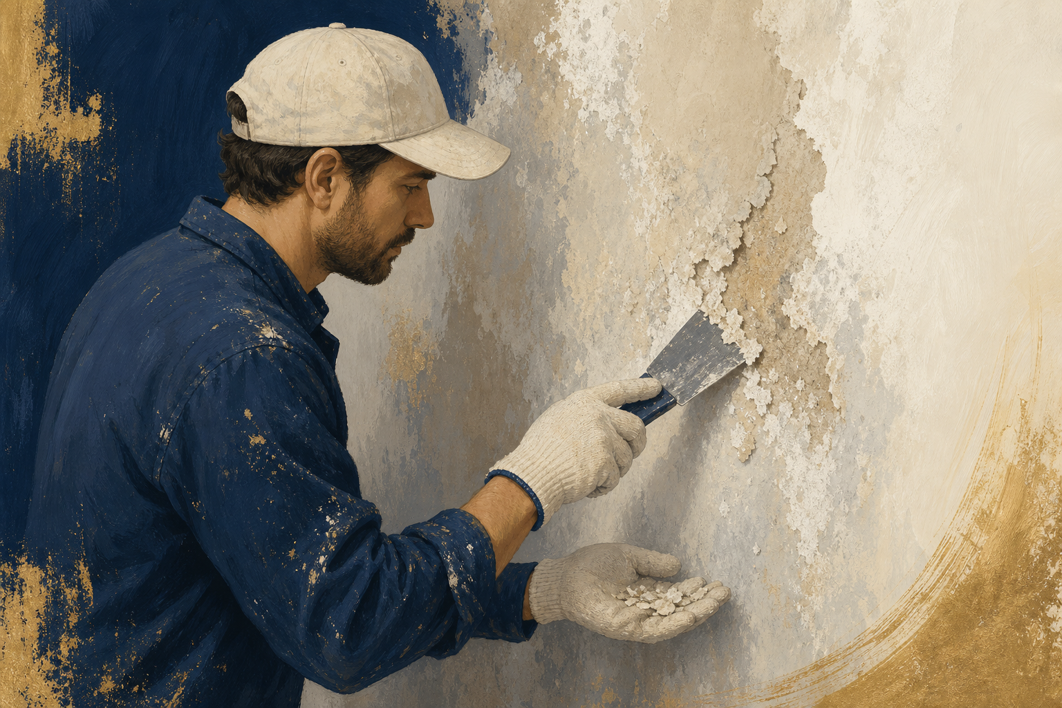 Remove failed material safely for damp wall