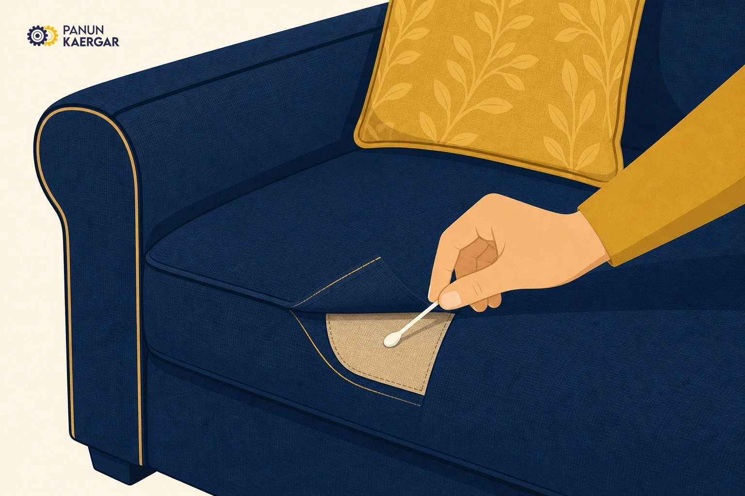 Test a hidden patch — Dab a tiny amount of your cleaner and let it dry before treating the mark