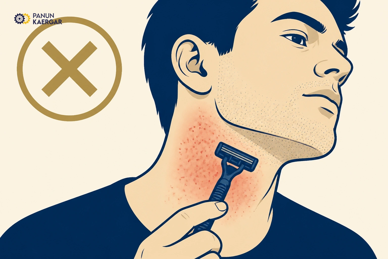 Razor shaving red irritated neck skin every morning