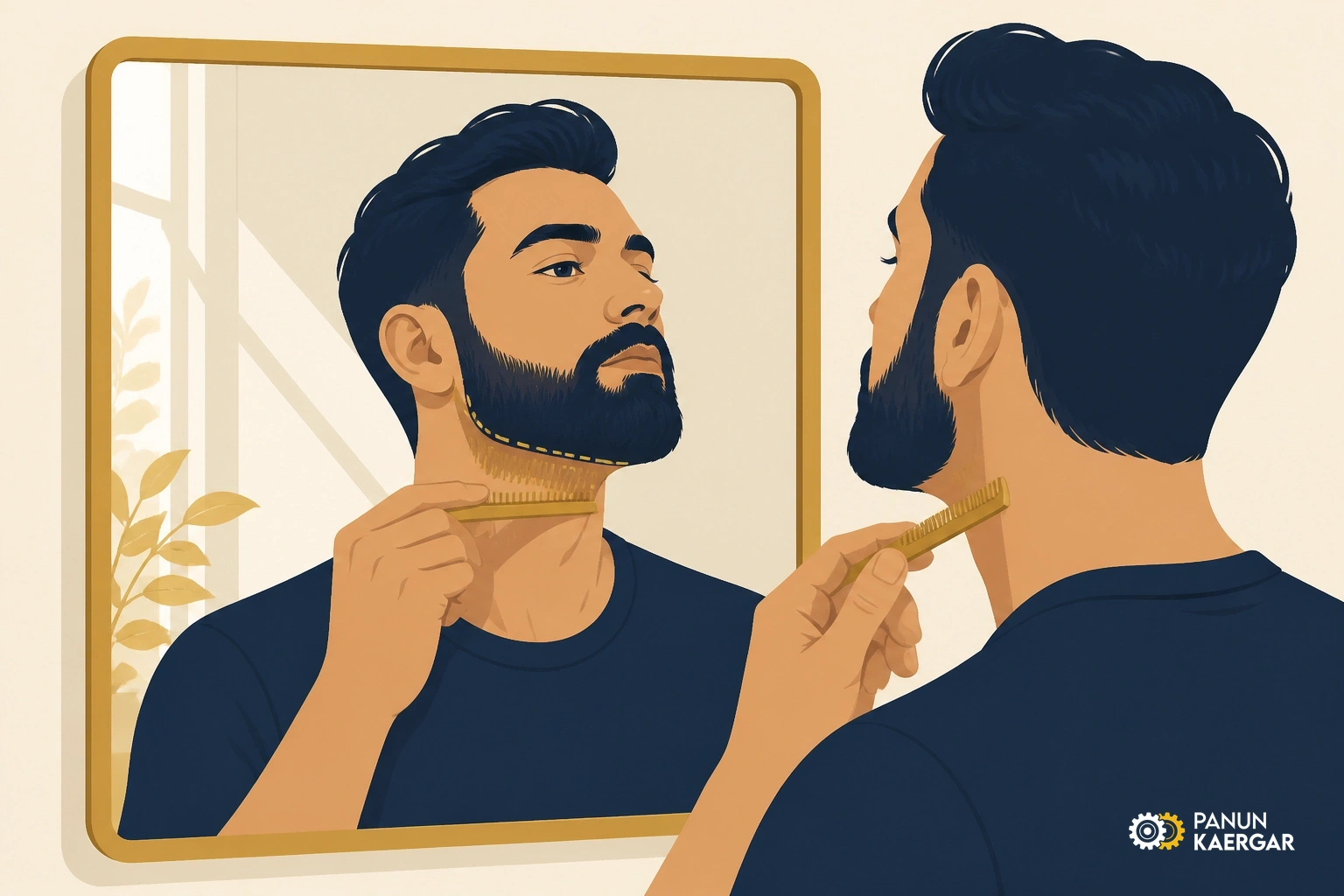 Map in good light — Use a mirror and natural light; mark neckline with a comb before trimming