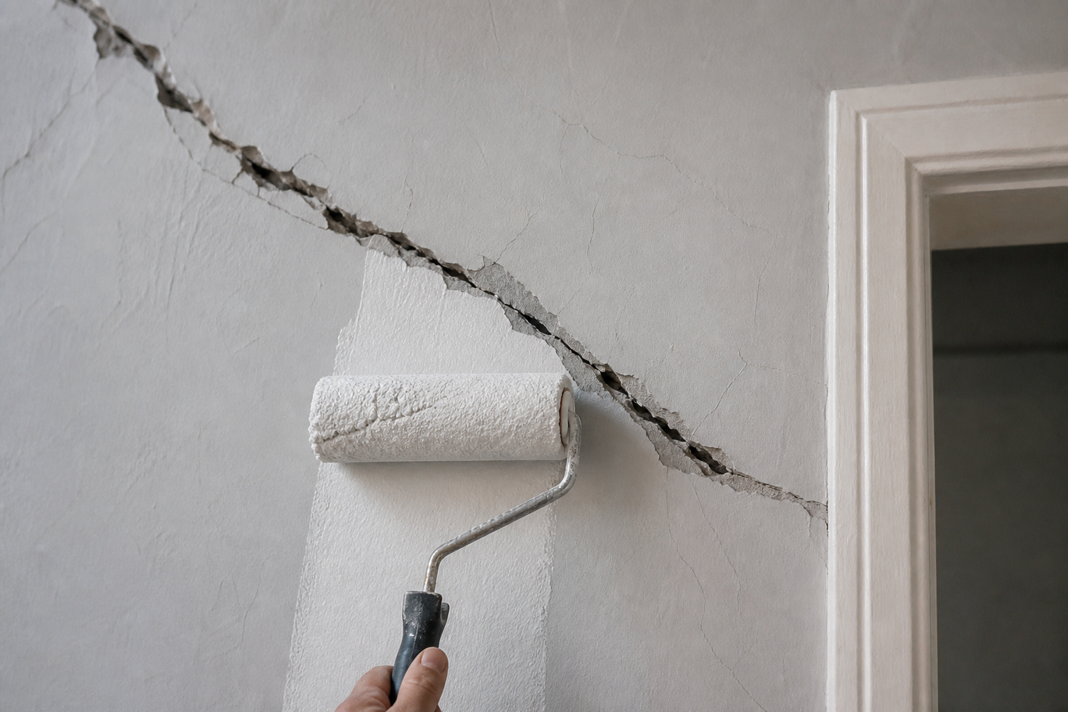 Painting over a serious wall crack instead of assessing it