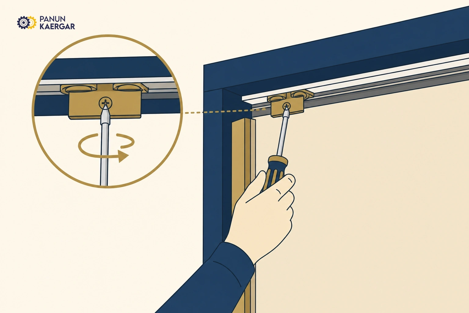 Tighten visible brackets — Check top guide screws and side fixings with the correct screwdriver