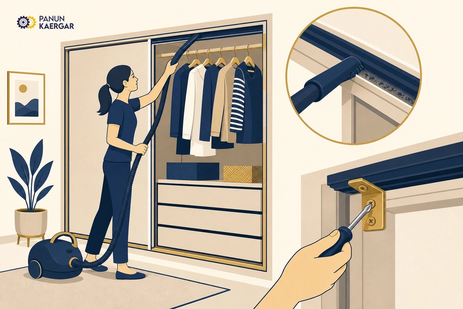 Simple prevention step for wardrobe door or slider stuck