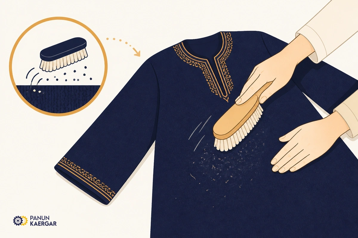 Brush off dust and lint — Use a soft clothes brush on dry fabric; do not beat wool against a wall — that can weak...