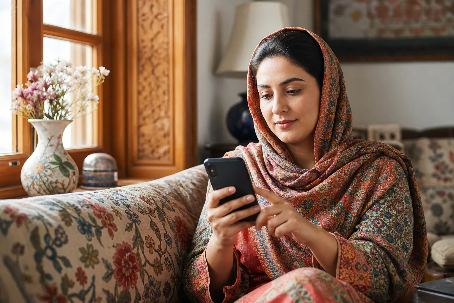 A household booking a home service on their phone