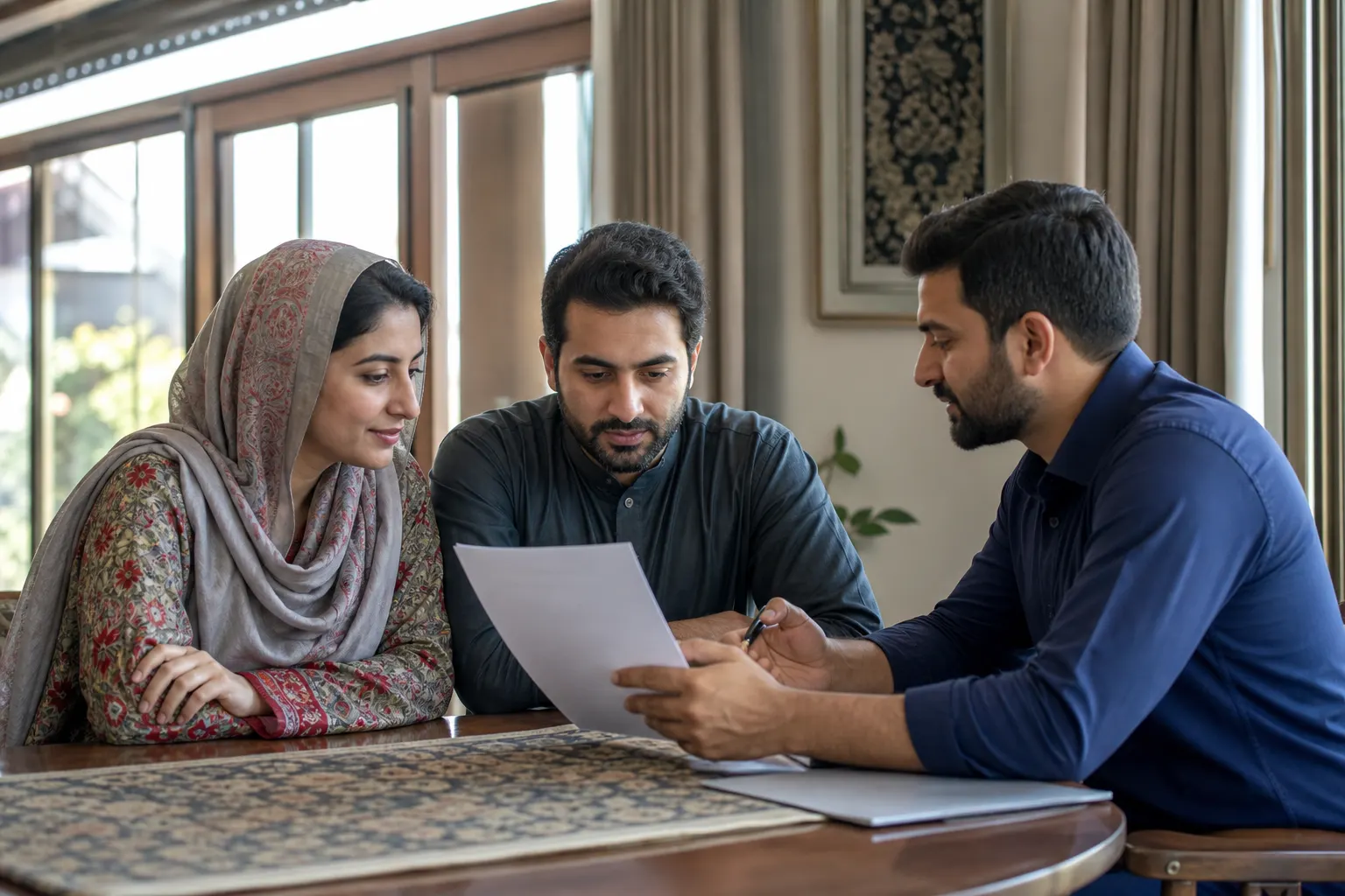 A household reviewing a service estimate before work begins