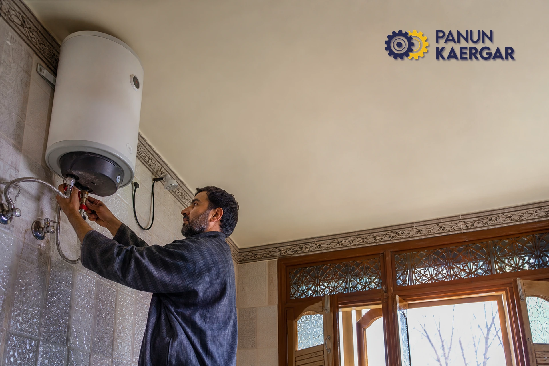 Home repair underway in a Kashmiri household
